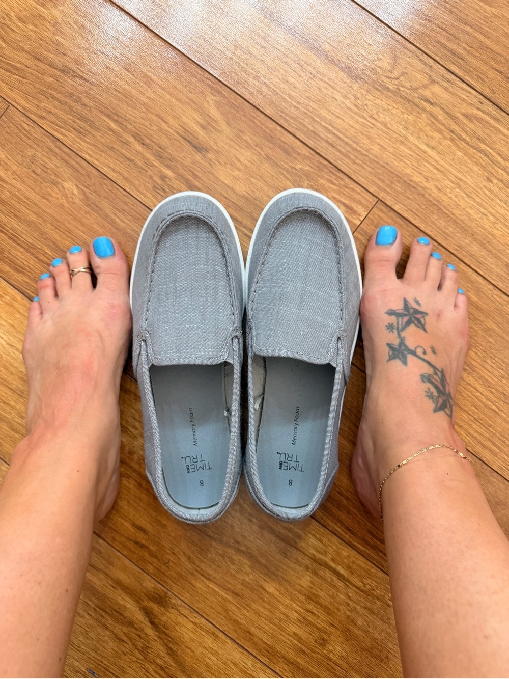 Women’s Gray Slip-On Loafers Well Worn